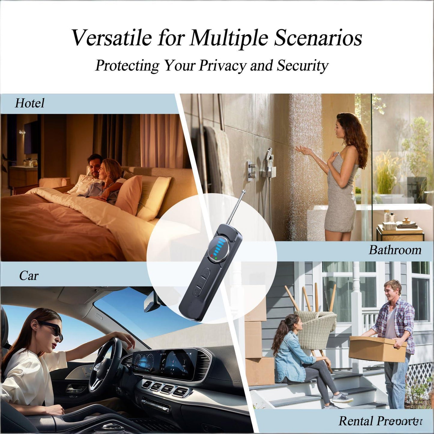 Multi-Function Hidden Camera Detector with GPS Tracker Finder – Portable Anti-Spy Device for Hotel, Car, Travel Privacy Protection, LED Scanner & Vibration Alarm (Black)