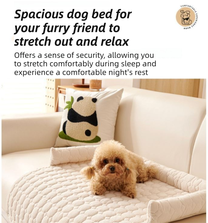 Dark Grey Pet Sofa Protector & Calming Bolster Bed with Cable Knit - 75x75CM Thickened Non Slip Furniture Cover for Cats & Dogs