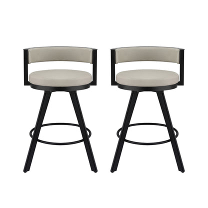 Artiss Bar Stools Set of 2 Swivel Kitchen Chair Metal Counter Beige Leather