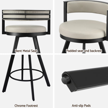 Artiss Bar Stools Set of 2 Swivel Kitchen Chair Metal Counter Beige Leather