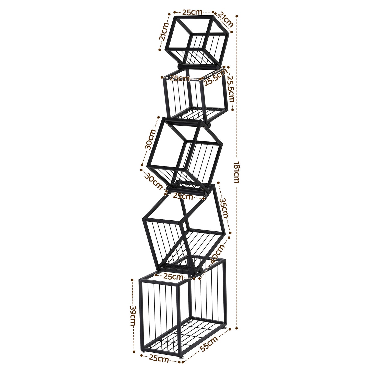Artiss 5-Tier Bookshelf Metal Geometric Display Shelf Storage Organizer Black