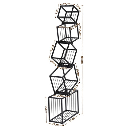 Artiss 5-Tier Bookshelf Metal Geometric Display Shelf Storage Organizer Black