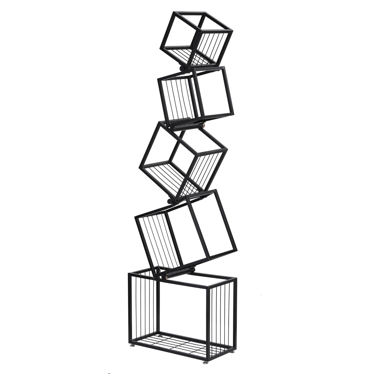 Artiss 5-Tier Bookshelf Metal Geometric Display Shelf Storage Organizer Black