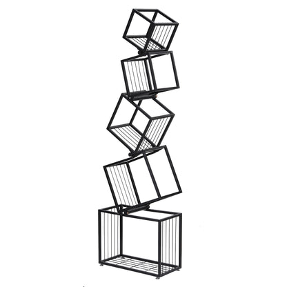 Artiss 5-Tier Bookshelf Metal Geometric Display Shelf Storage Organizer Black