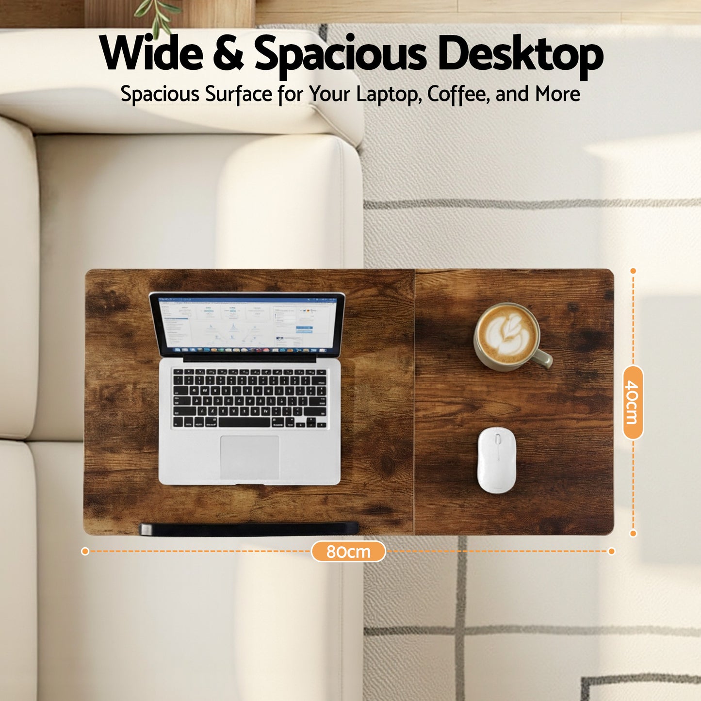 Artiss 3 Tier Adjustable Laptop Desk Tiltable Mobile Side Table Wheels