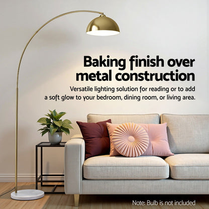 Artiss Modern Arched Floor Lamp Gold Brass Standing Heavy-Duty Marble Base for Living Room Bedroom