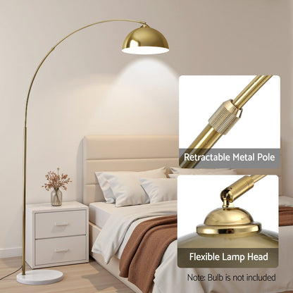 Artiss Modern Arched Floor Lamp Gold Brass Standing Heavy-Duty Marble Base for Living Room Bedroom