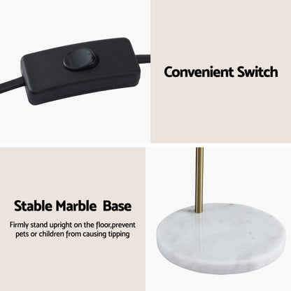 Artiss Modern Arched Floor Lamp Gold Brass Standing Heavy-Duty Marble Base for Living Room Bedroom