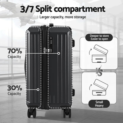 Wanderlite 4pcs Trunk Luggage Suitcase Set Travel Carry On TSA Lock Black