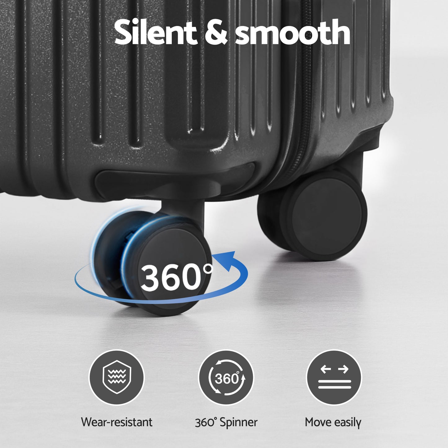 Wanderlite 4pcs Trunk Luggage Suitcase Set Travel Carry On TSA Lock Black