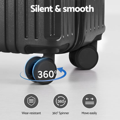 Wanderlite 4pcs Trunk Luggage Suitcase Set Travel Carry On TSA Lock Black