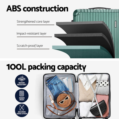 Wanderlite 28'' Luggage Travel Suitcase Set TSA Carry On Hard Case Green