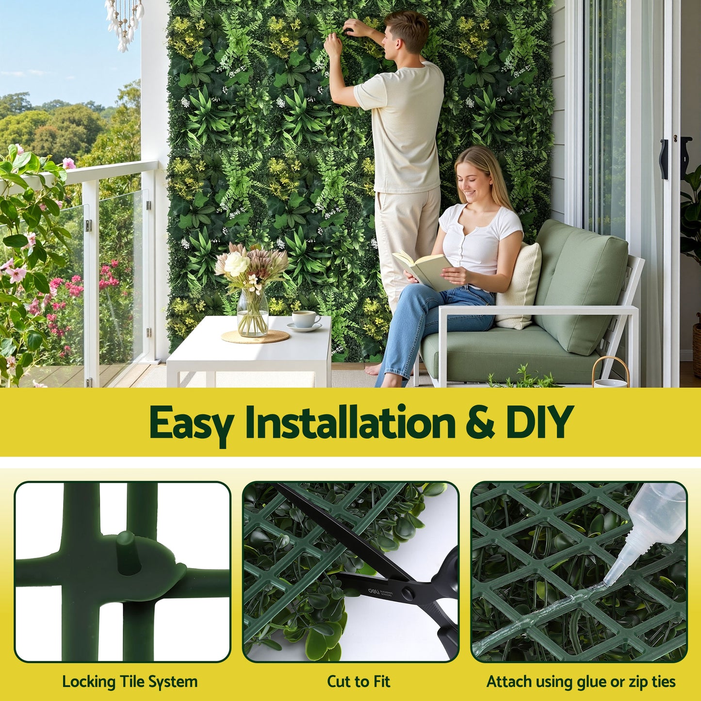 Gardeon 4PCS Artificial Plant Wall Panels 40X60CM Boxwood Panel Backyard Hedge Grass Backdrop Green Decor