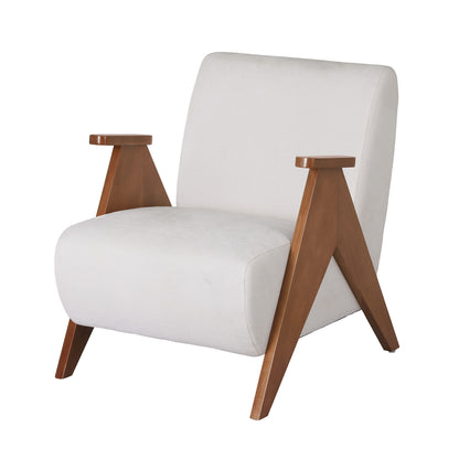 Artiss Armchair Accent Chair Sturdy Upholstered Solid Wood Chenille Fabric White