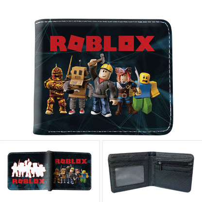 Roblox Printed Kids Boys Girls Coin Purse Cartoon PU Wallet Card Bifold ID Card Holder Coin Purse Children Gift A