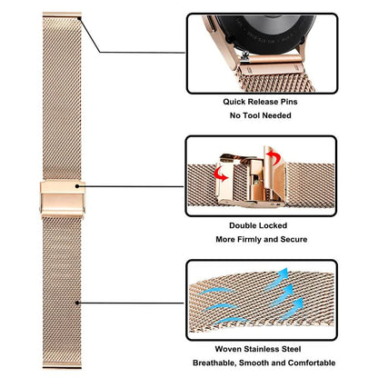 Mesh Loop Stainless Steel Strap Bling Case Gold Set Compatible withSamsung Galaxy Watch 4 5 6 40mm 44mm
