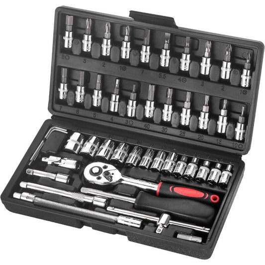46 pcs Socket Set Chrome Vanadium 1/4" Adapter Set Socket Set For Car Diy