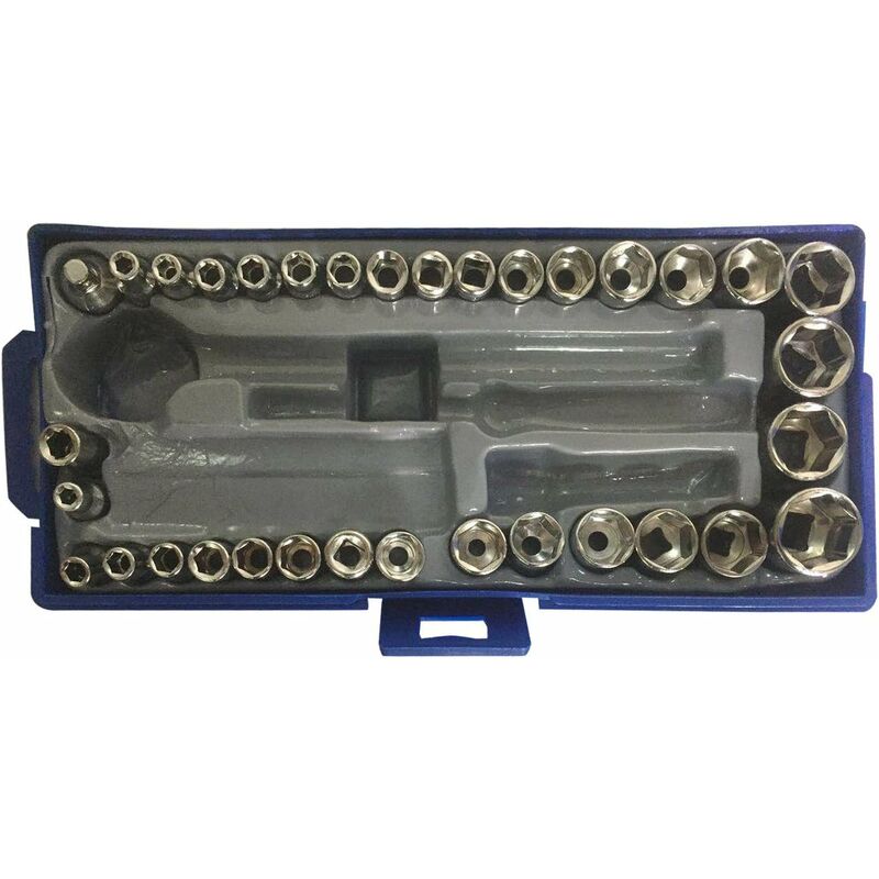 50 pcs 1/4" 3/8" Socket Wrench Set With Reversible Ratchet Handle Drive 12 pcs Hexagon Screw Bits With Case