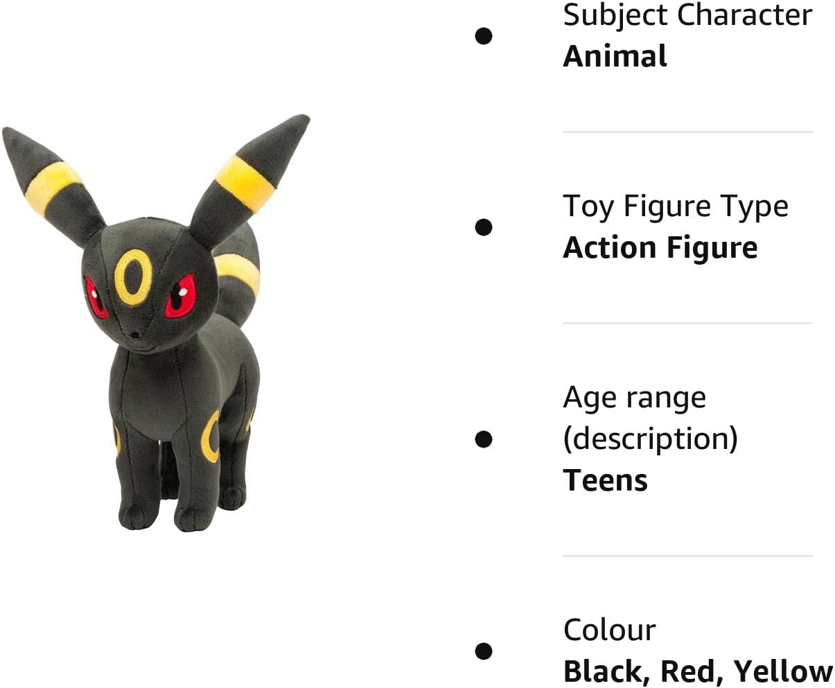 Umbreon Plush Soft Toy Pokemon Eevee Evolution Stuffed Animal for Kids