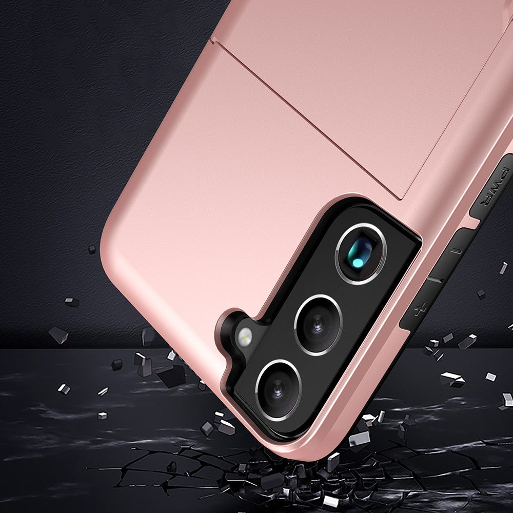 Compatible with Samsung Galaxy S22 Case with Card Slot Rose Gold