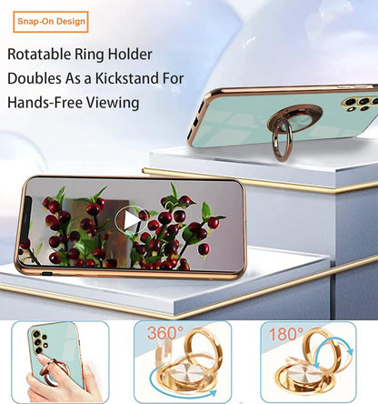 Compatible with Samsung Galaxy A32 5G Green Case, 360 Magnetic Protection Shockproof Car Holder Case