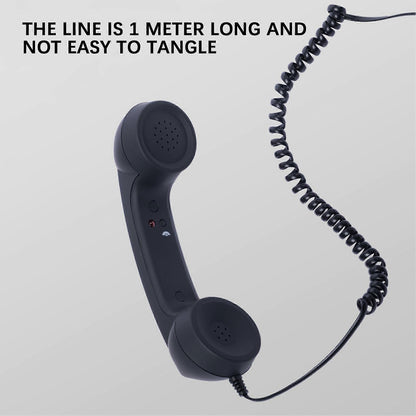 USB-C Retro Telephone Handset for Mobile Phones, Plug \u0026 Play, Radiation Protection, Compatible with iPhone \u0026 Android, Black