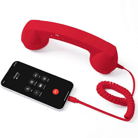 Compatible with iPhone Android USB-C Retro Telephone Handset Red