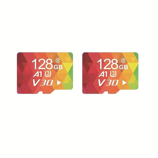 2PCS 128G Memory Cards, U3 A1 Class 10, Up To 100MB/s, Micro SD TF For Security Monitor/Full HD Video Recording/Tablet/Phone/ Surveillance Camera/Dash Camera/Car Speaker/Game Console