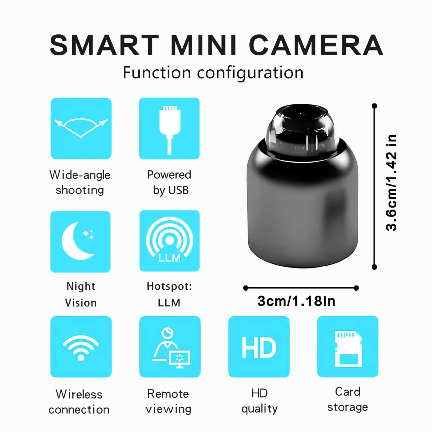3pcs Mini Wireless Surveillance Camera with 2.4G WiFi, HD 1080P, Supports 32GB Cards, Night Vision, Audio, USB Power, Remote View, Wide-angle, Easy To Carry, for Home, Pet, Bedroom, Black Fridays.（Optional monitoring card set）