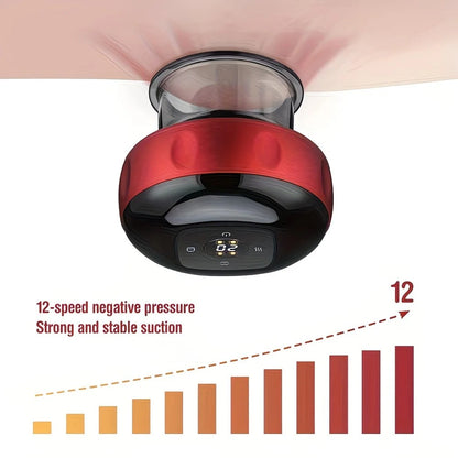 Smart Cupping Massager: Wireless & Portable/One-Button Pressure Release/12-Level Red Light Heat Therapy, Detachable & Easy to Clean, Full-Body Applicable for Circulation Boost, Revitalize Your Body and Mind at Home or On the Go,black