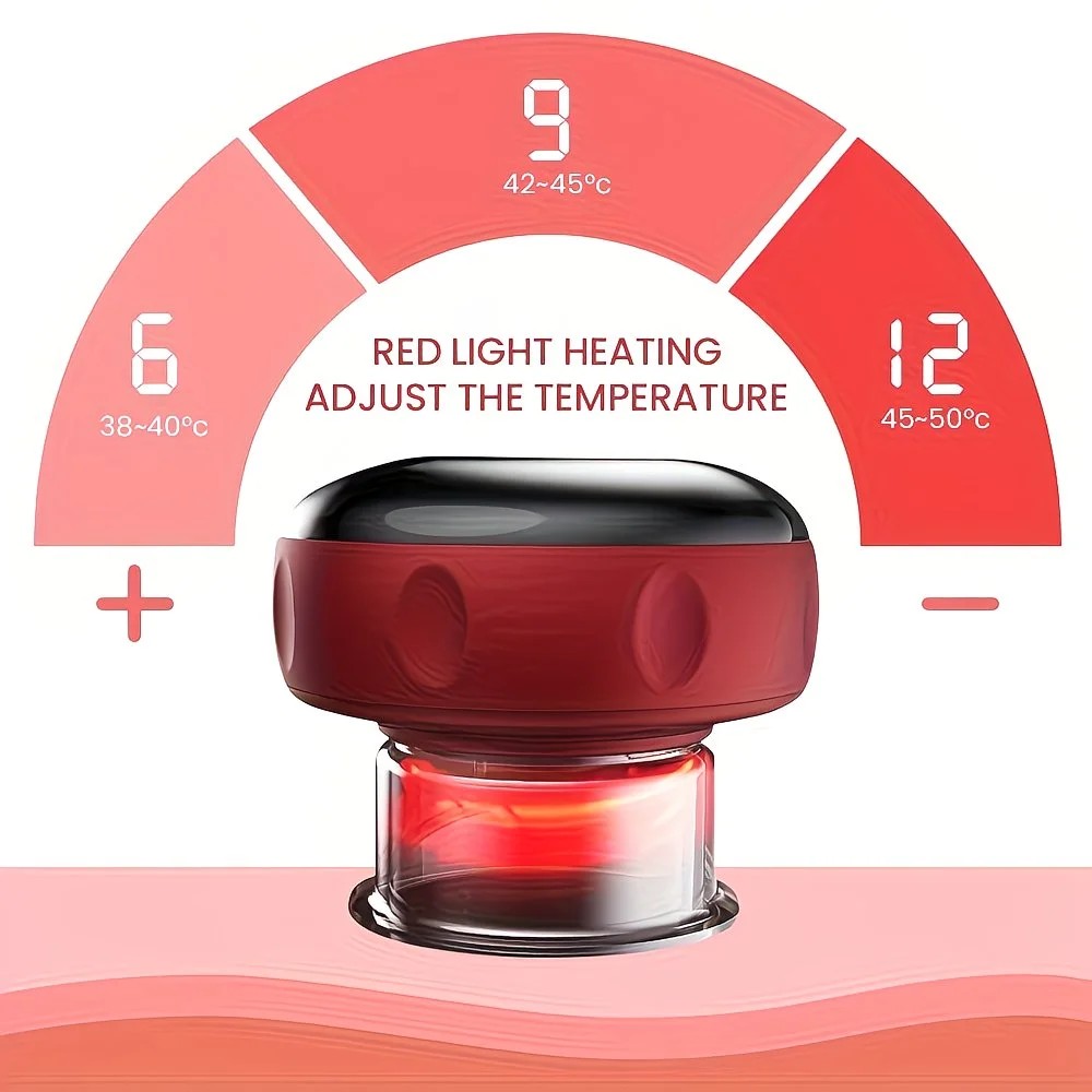 Blue Smart Cupping Massager: Wireless & Portable/One-Button Pressure Release/12-Level Red Light Heat Therapy, Detachable & Easy to Clean, Full-Body Applicable for Circulation Boost, Revitalize Your Body and Mind at Home or On the Go