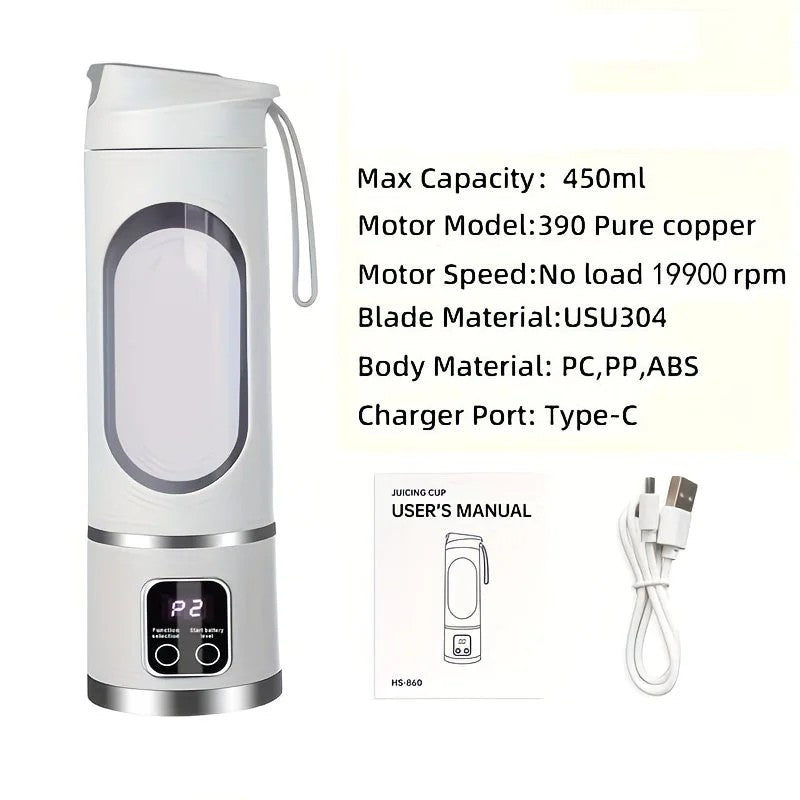 （Green)Portable USB Charging Blender & Juicer - Easy to Clean, Suitable for Fruit and Vegetable Drinks, Smoothies - Capacity Ranging from 10.14 oz to 16.91 oz