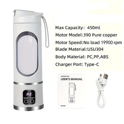 （Green)Portable USB Charging Blender & Juicer - Easy to Clean, Suitable for Fruit and Vegetable Drinks, Smoothies - Capacity Ranging from 10.14 oz to 16.91 oz