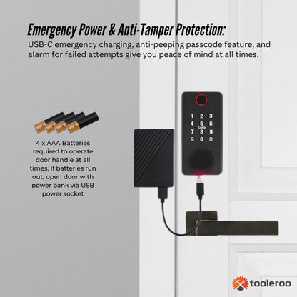 Tooleroo Digital Smart Door Lock Keypad - 5-in-1  Home Entry Security System