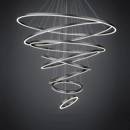 BAMDECOR A18815 Nordic Home Decor Dining Room Pendant lamp lights Ceiling Lamp Hanging Light Chandelier Lamps (7 Rings-Black)