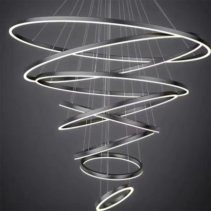 BAMDECOR A18815 Nordic Home Decor Dining Room Pendant lamp lights Ceiling Lamp Hanging Light Chandelier Lamps (8 Rings-Black)