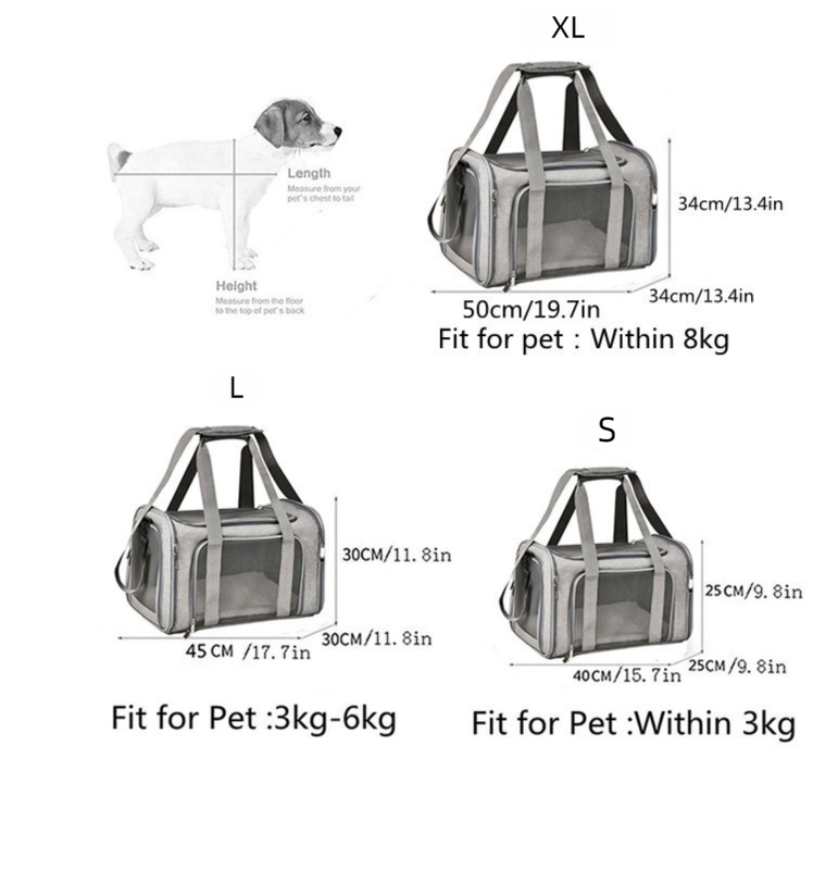 L Black Portable Foldable Pet Carrier Bag - Large Capacity Travel Carrier for 2 Small Pets, Comfortable and Stylish Cat Backpack, Foldable & Easy to Carry