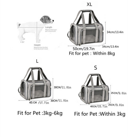 L Black Portable Foldable Pet Carrier Bag - Large Capacity Travel Carrier for 2 Small Pets, Comfortable and Stylish Cat Backpack, Foldable & Easy to Carry