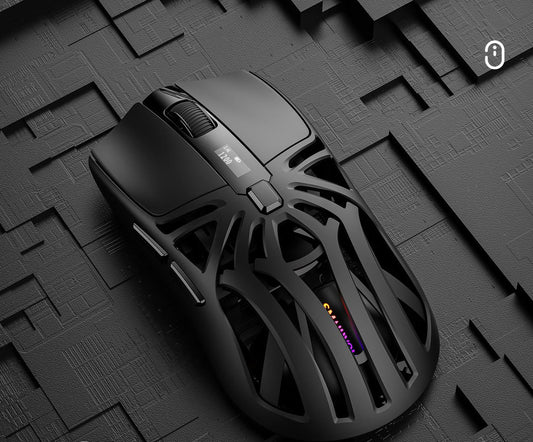 Tri-Mode Wireless Gaming Mouse - 1KHz Polling, 10000 DPI, Digital Display, Lightweight 73g(Black)