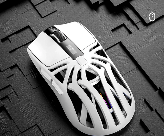Tri-Mode Wireless Gaming Mouse - 1KHz Polling, 10000 DPI, Digital Display, Lightweight 73g(White)