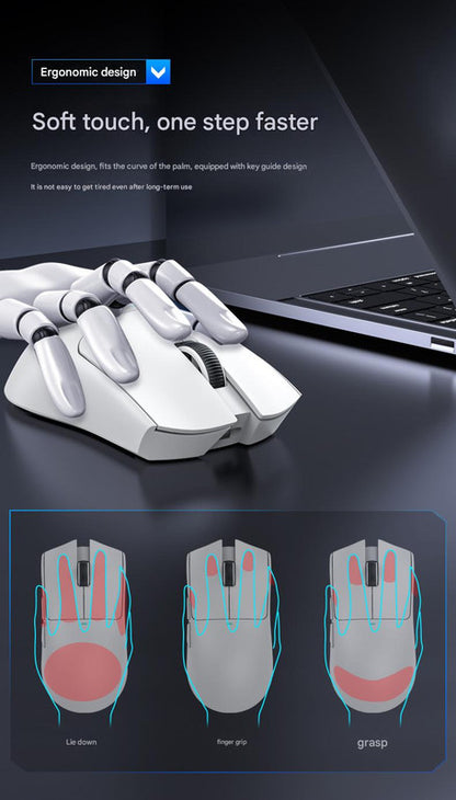 High-Performance Tri-Mode Wireless Gaming Mouse - 22000 DPI, Rechargeable, with RGB Charging Dock(black)