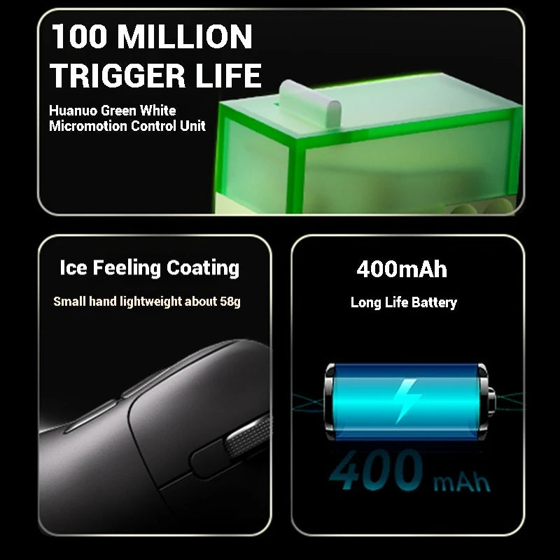 Tri-Mode Wireless Gaming Mouse with 8000Hz Polling Rate, PAW3950 Sensor & Magnetic Charging Dock(black)