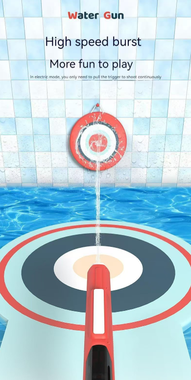 Electric Water Gun Auto Refill 43cm High Pressure Blaster Toy Rechargeable Squirt Soaker for Kids & Adults Blue