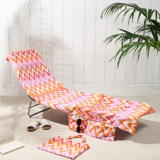 2-in-1 Microfiber Sun Lounger Towel & Portable Tote Bag - Sand-Free & Quick Dry Beach Chair Cover with Side Pockets (ST002 / 75x211cm)