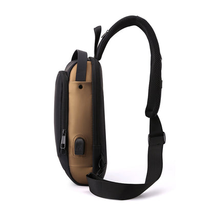 Blue Gold High Capacity Anti-Theft Tactical Chest Bag - Waterproof Leather-Film Sling with USB Charging & TSA Password Lock