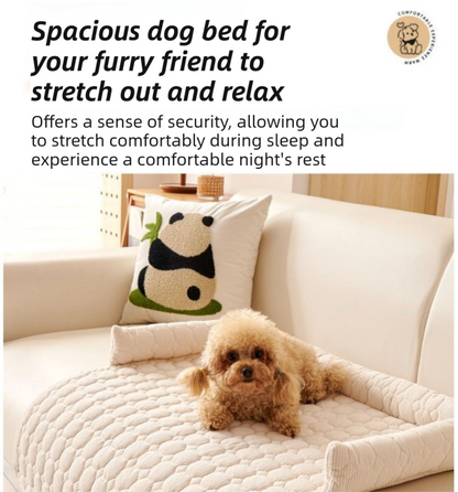 Brown Pet Sofa Protector & Calming Bolster Bed with Diamond Lattice - 75x75CM Thickened Non Slip Furniture Cover for Cats & Dogs