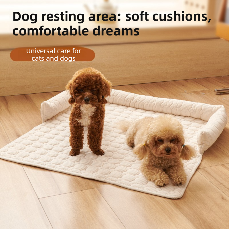 Dark Grey Pet Sofa Protector & Calming Bolster Bed with Cable Knit - 75x75CM Thickened Non Slip Furniture Cover for Cats & Dogs