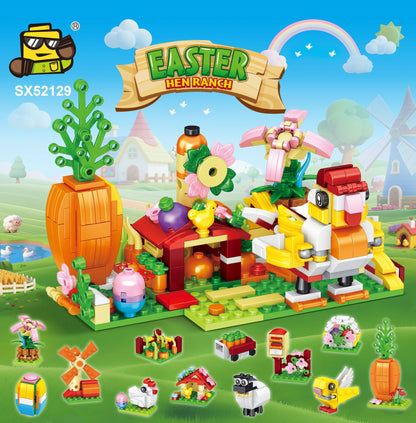 12-in-1 Easter Hen Ranch Creative Building Block Set (427PCS) - Cute Animal Small Particle Bricks