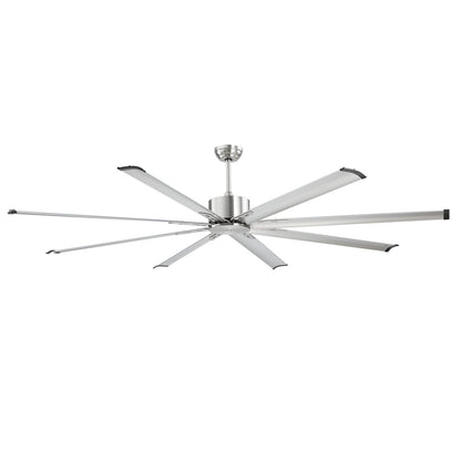 VEVOR 213 cm Ceiling Fan No Light, 6-Speed Remote Control, Aluminum 8-Blade, Reversible DC Motor, Modern Low Profile Flush Mount Fan for Bedroom, Living Room, Patio, Indoor/Outdoor, Brushed Nickel